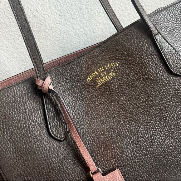 GUCCI Taupe Pink Swing Dollar Travel Tote Shoulder Bag Sylvie Jackie Disco - Picture 2 of 13